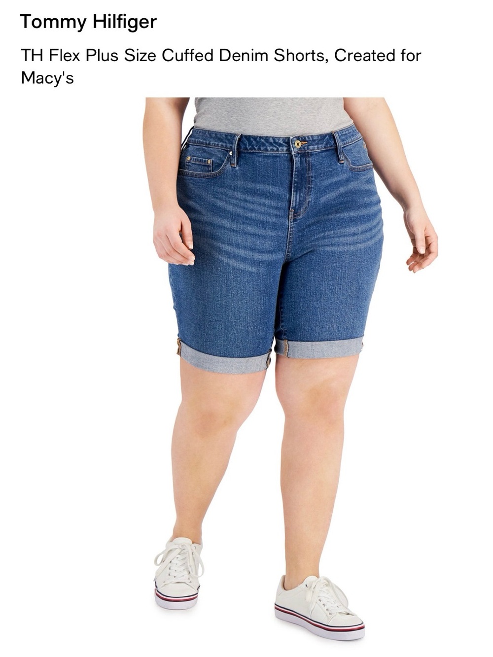 ❌❌Sold❌❌Tommy Hilfiger TH Flex Plus Size Cuffed Denim Shorts,